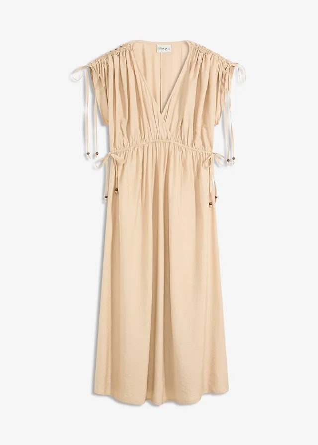 Rochie maxi cu mâneci largi, din material texturat