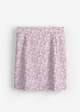 Minisukně ze splývavé viskózy • růžová s květy • bonprix obchod