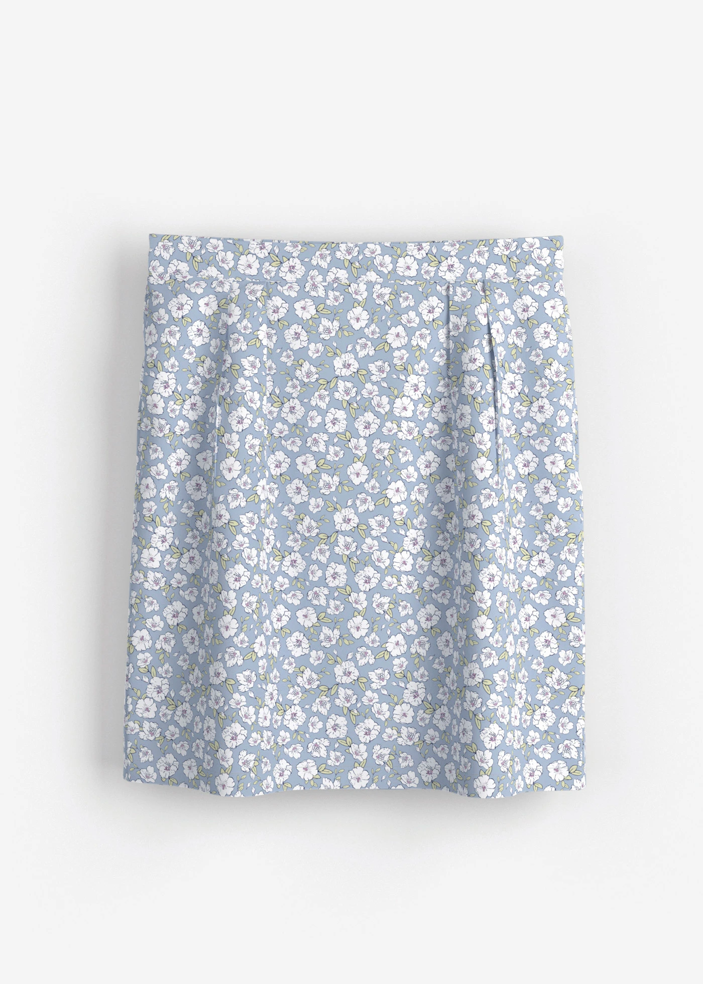 Mini-jupe en viscose fluide • bleu glacier à fleurs • Boutique bonprix