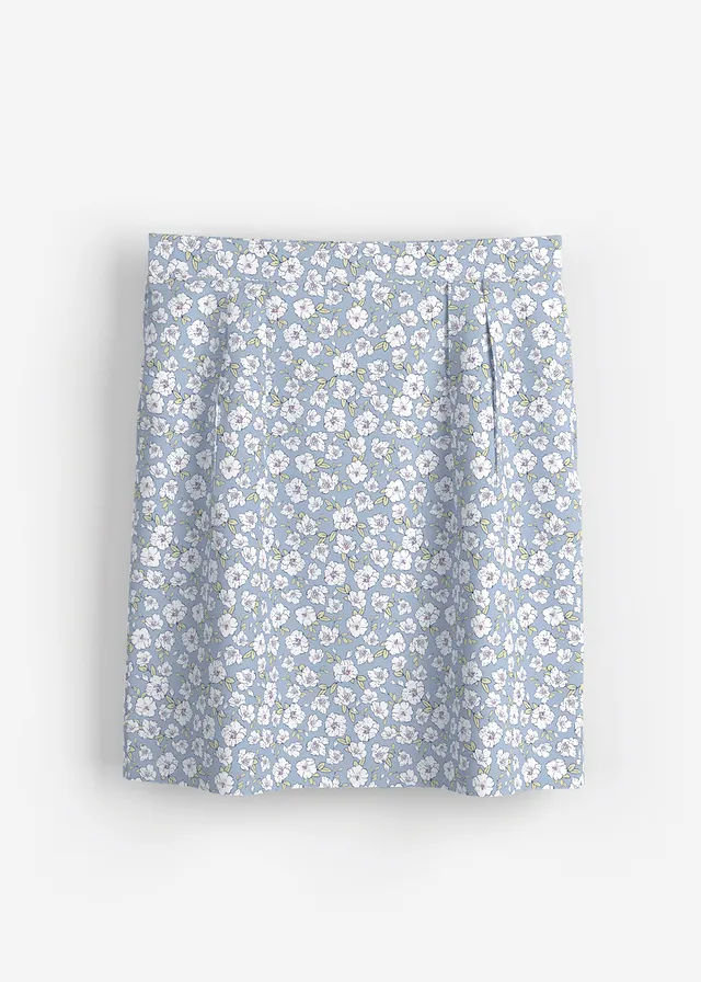 Mini-jupe en viscose fluide • bleu glacier à fleurs • Boutique bonprix