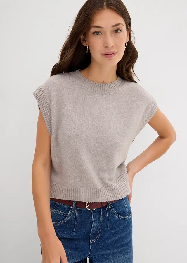 Oversized spencer, Kleur: lichtgrijs gemêleerd