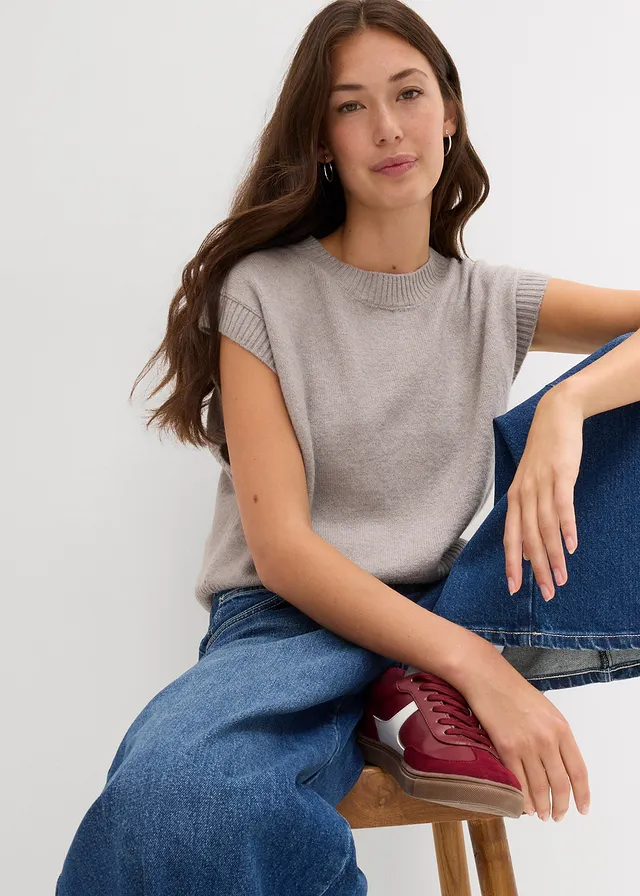 Pull sans manches oversize • gris clair chiné • product-page.page-title-suffix