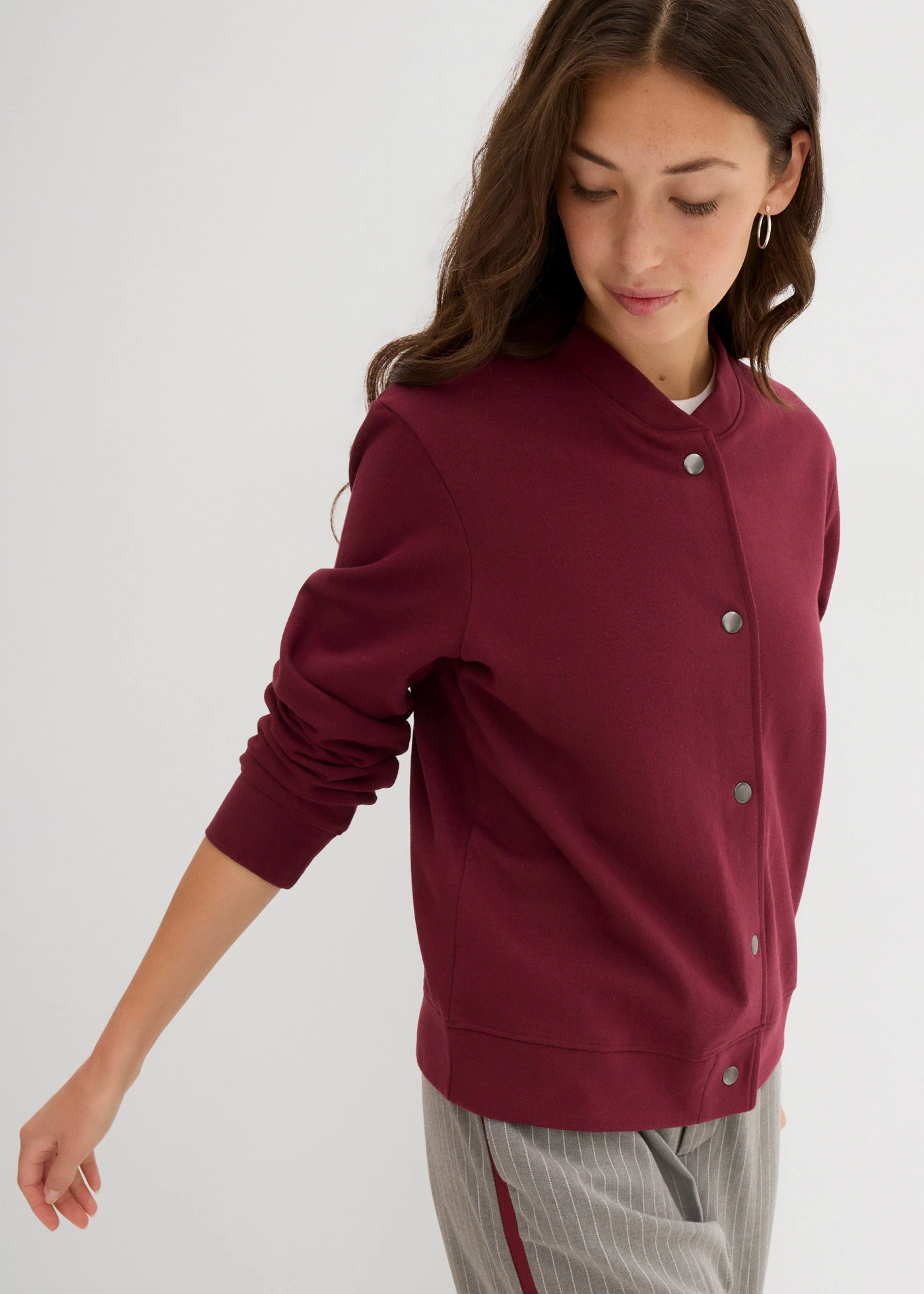 Blouson sweat, style aviateur • rouge érable • Boutique bonprix