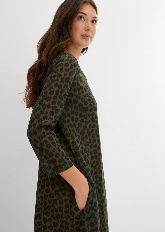 Ballonvormige shirtjurk • olijfgroen luipaardprint • product-page.page-title-suffix