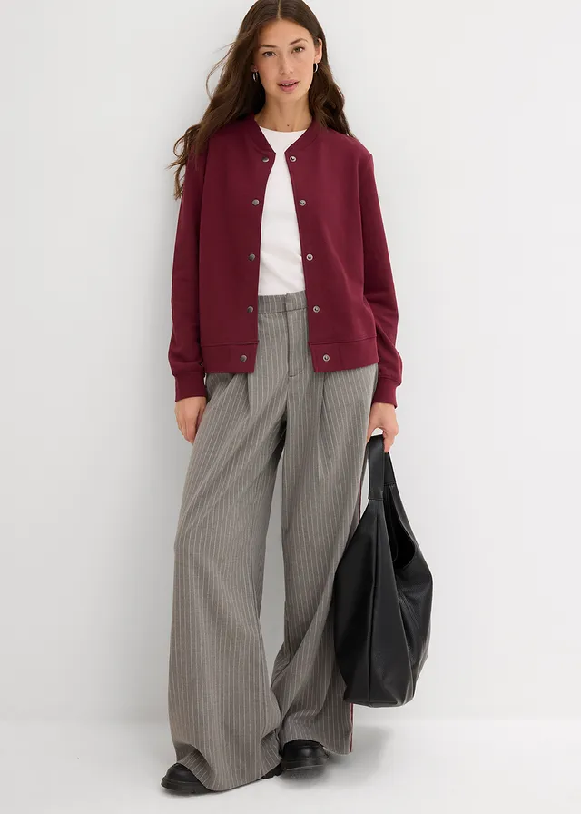 Blouson boutonné en molleton, Couleur: rouge érable