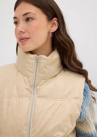 Prošívaná vesta z imitace kůže • světle písková • bonprix obchod