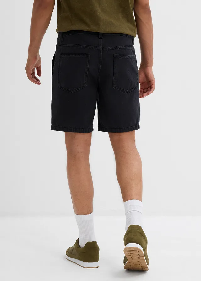 Twill short van katoen, loose fit, Kleur: zwart