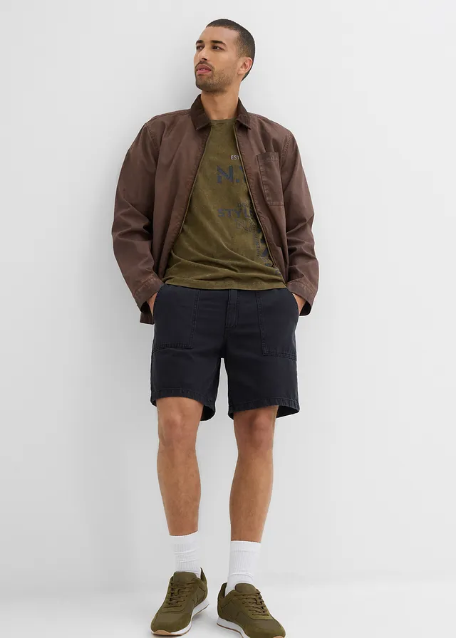 Short en twill 100% coton, loose, Couleur: noir