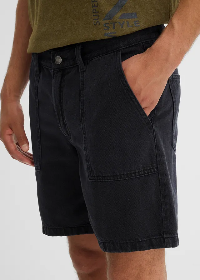 Twill short van katoen, loose fit • zwart • product-page.page-title-suffix