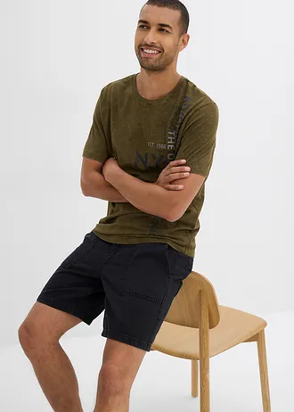 Keprové šortky z čisté bavlny, Loose Fit • černá • bonprix obchod