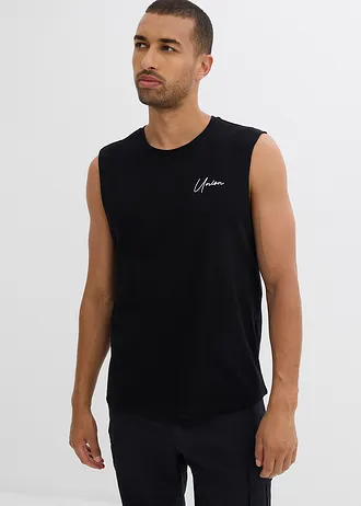 Ujjatlan póló tiszta bio-pamutból, Loose Fit (2 db-os csomag) • fekete+fehér • bonprix áruház