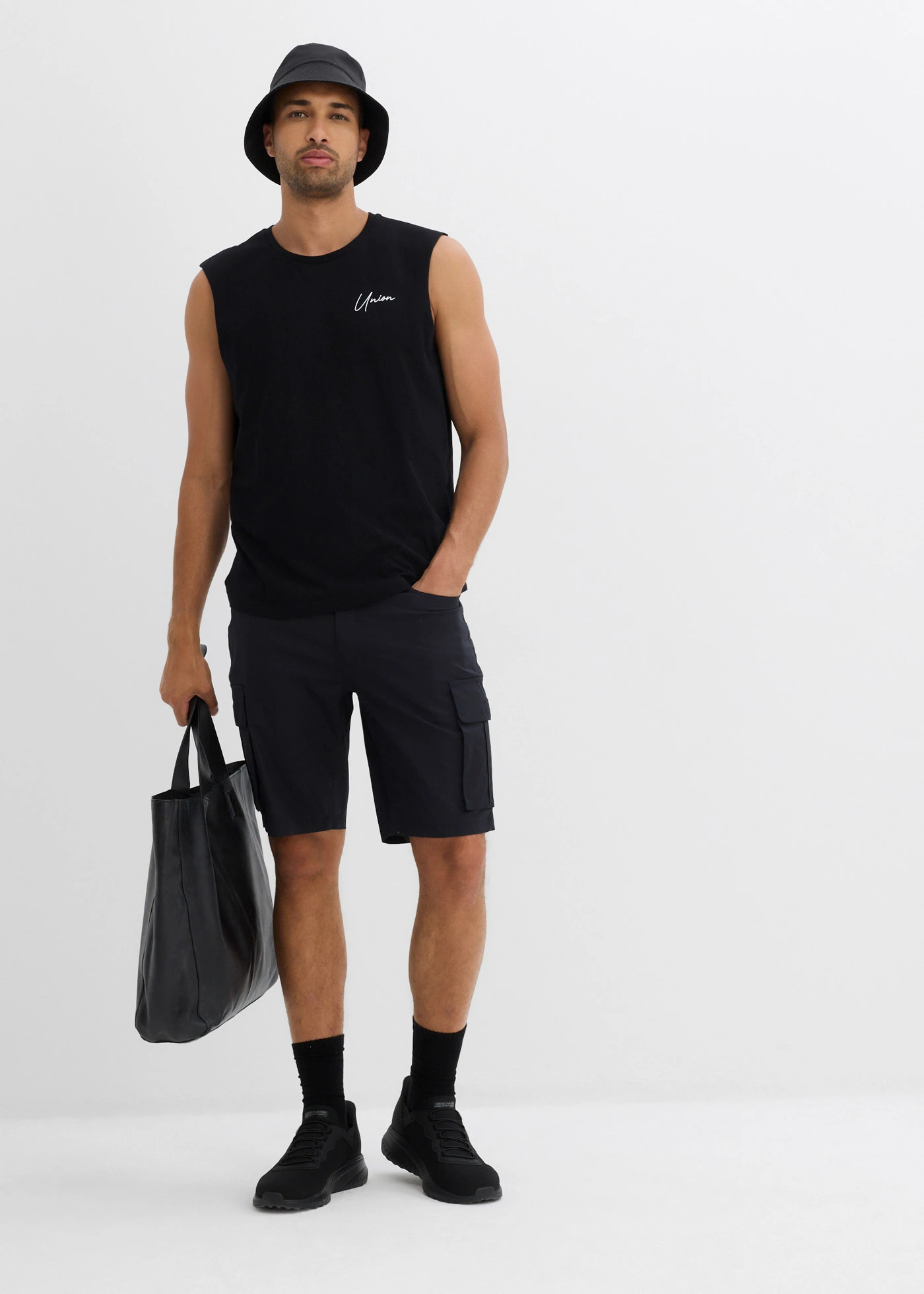 Koszulka bez rękawów (2 szt.) z czystej bawełny organicznej, loose fit • czarny+biały • sklep bonprix