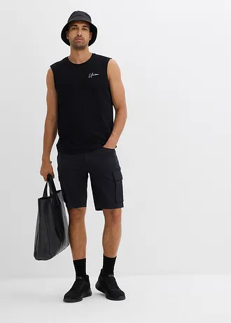 Koszulka bez rękawów (2 szt.) z czystej bawełny organicznej, loose fit • czarny+biały • sklep bonprix