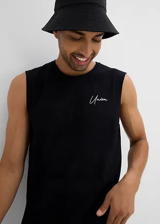 Maieu sport (set/2 buc.) din bumbac organic 100%, Loose Fit • negru+alb • magazin bonprix