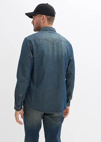 Džínsová košeľa, dlhý rukáv, z čistej bio bavlny • modrá dirty denim used • obchod bonprix