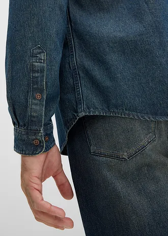 Džínsová košeľa, dlhý rukáv, z čistej bio bavlny • modrá dirty denim used • obchod bonprix