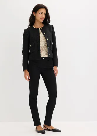 Bomber van bouclé, Kleur: zwart