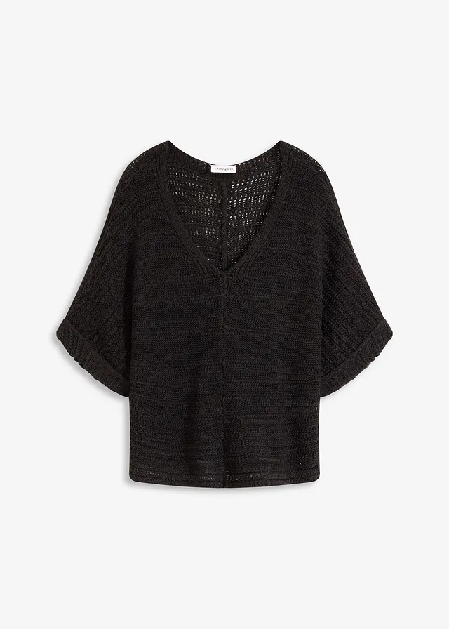 Pulóver, hrubo pletený, so šnúrkovým vláknom