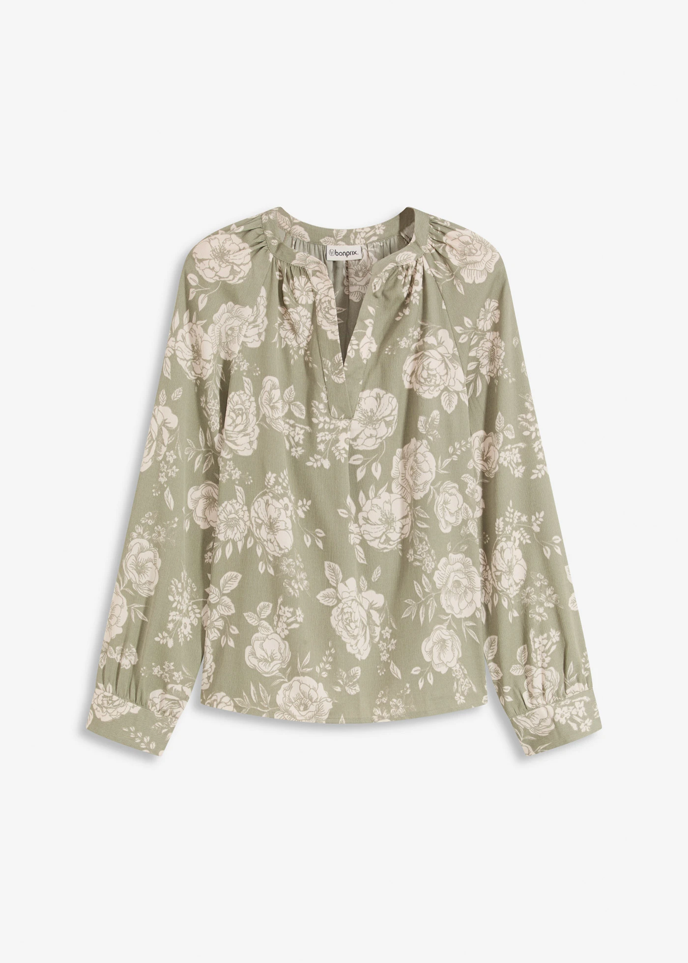 Blouse-tunique imprimée • gris vert-naturel floral • Boutique bonprix