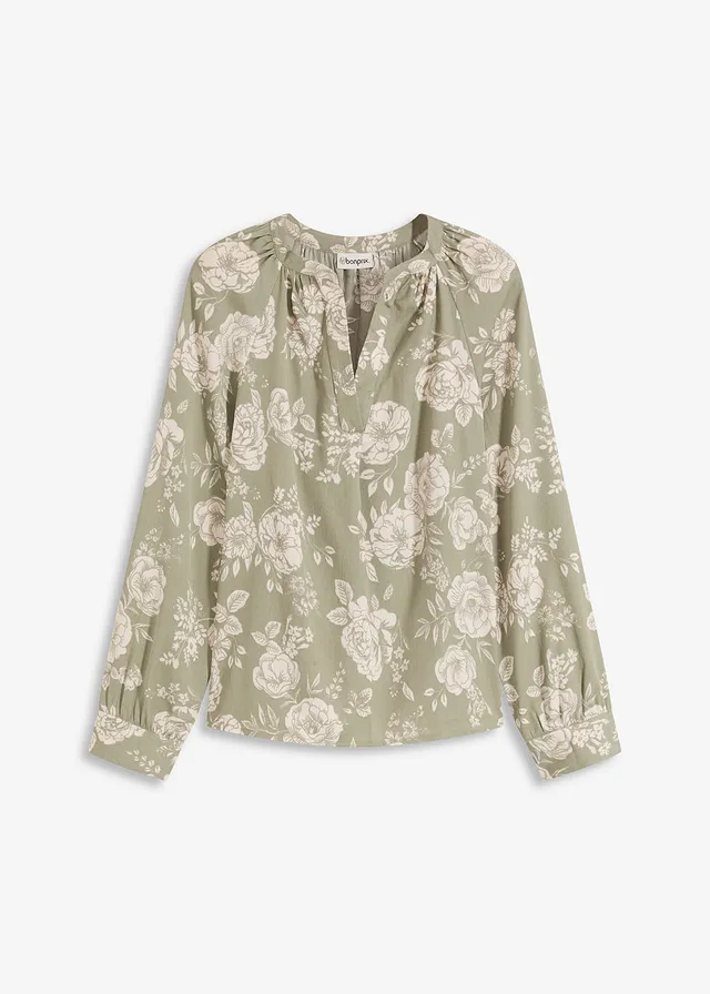 Blouse-tunique imprimée • gris vert-naturel floral • Boutique bonprix