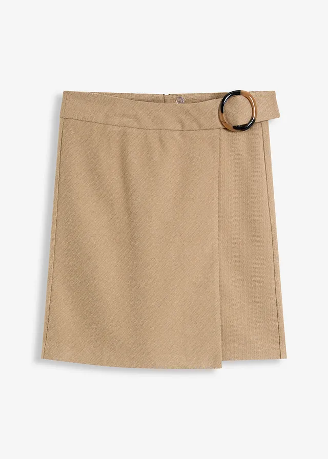 Jupe style portefeuille à motif chevrons • noyer chiné • Boutique bonprix