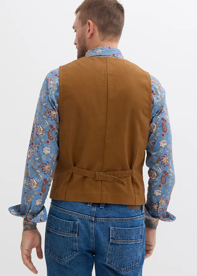 Gilet de costume en toile de coton, Couleur: toffee