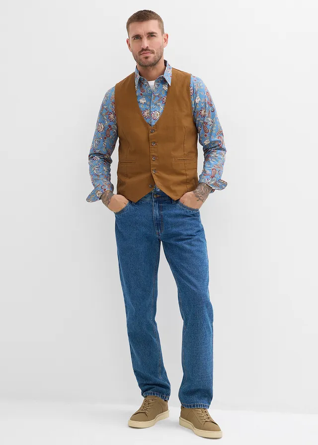 Gilet de costume en toile de coton, Couleur: toffee