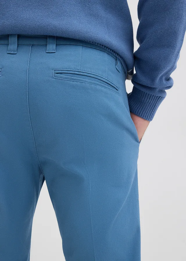 Pantalon droit à pinces en twill de coton, Regular • bleu gris • product-page.page-title-suffix