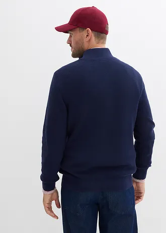 Svetr s límečkem na zip, z čisté bavlny • tmavě modrá • bonprix obchod