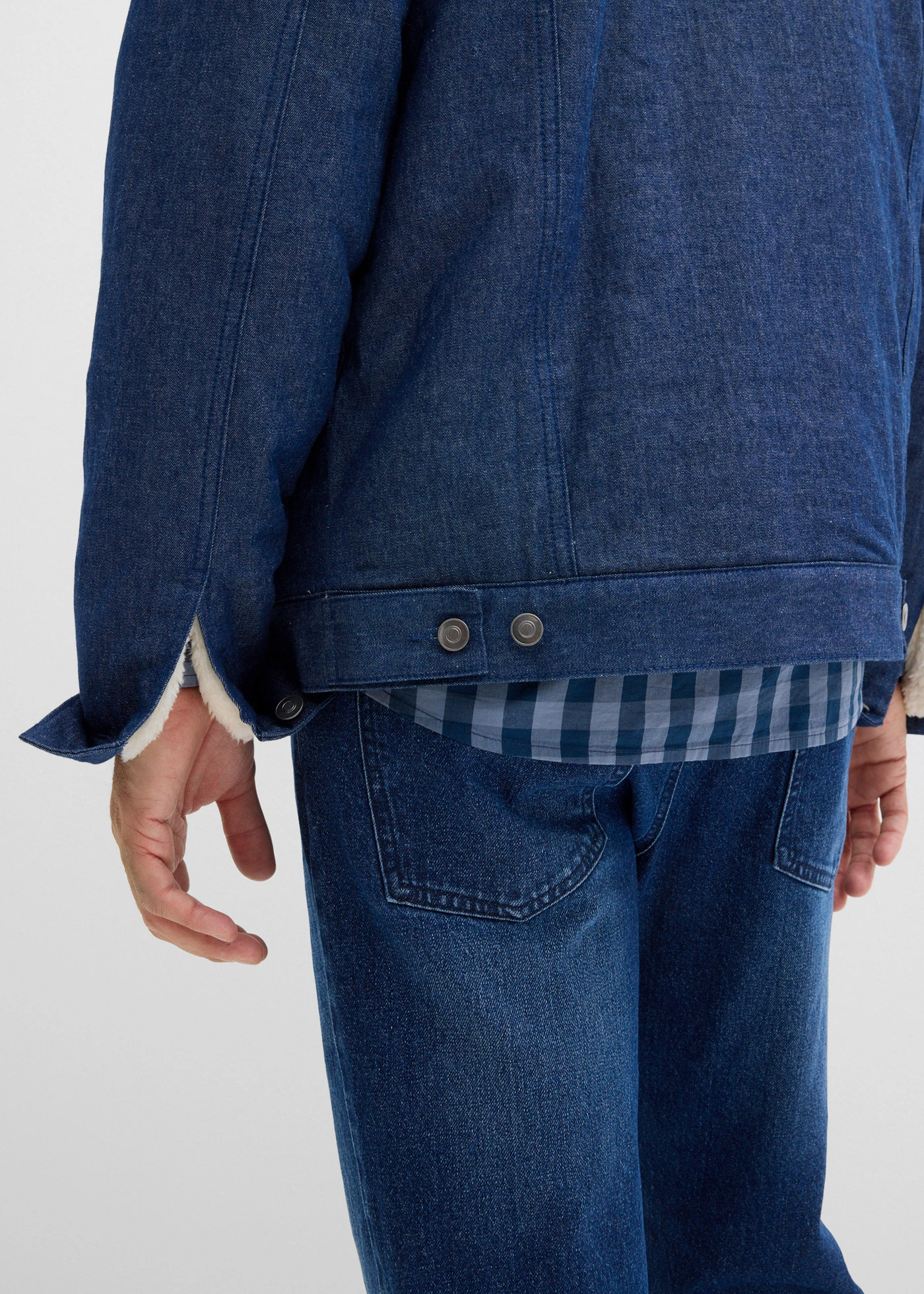 Džínová bunda s plyšovou podšívkou • tmavý denim-přírodní bílá • bonprix obchod