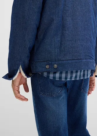 Džínová bunda s plyšovou podšívkou • tmavý denim-přírodní bílá • bonprix obchod