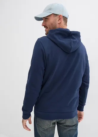 Hoodie met imitatieleren details • donkerblauw • bonprix online shop