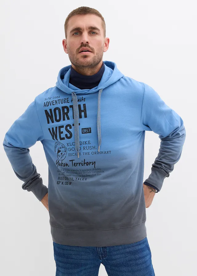 Sweat à capuche 100% coton • bleu-gris ardoise imprimé • product-page.page-title-suffix