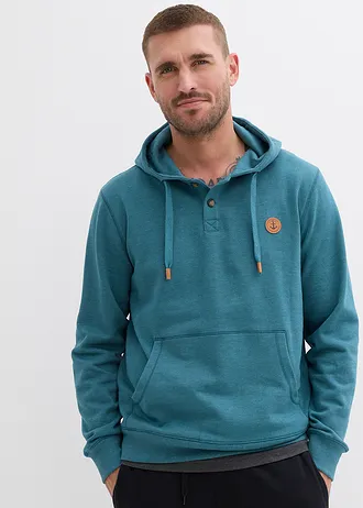 Hoodie met imitatieleren details en binnenin zacht geruwd • pepergroen • bonprix online shop