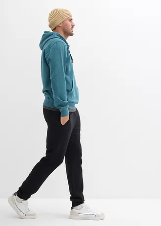 Hoodie met imitatieleren details en binnenin zacht geruwd • pepergroen • bonprix online shop