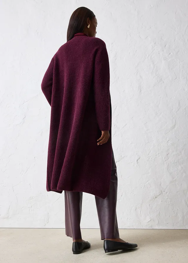Lang gebreid vest met alpacawol • wijnrood • product-page.page-title-suffix