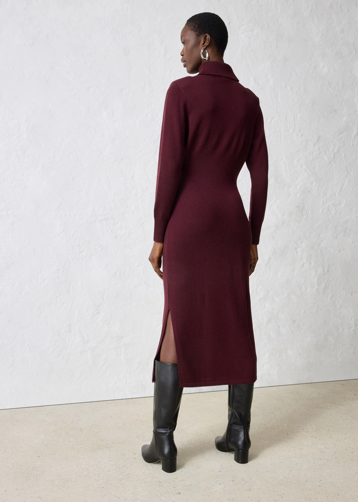 Robe en maille de laine mérinos • bordeaux • Boutique bonprix
