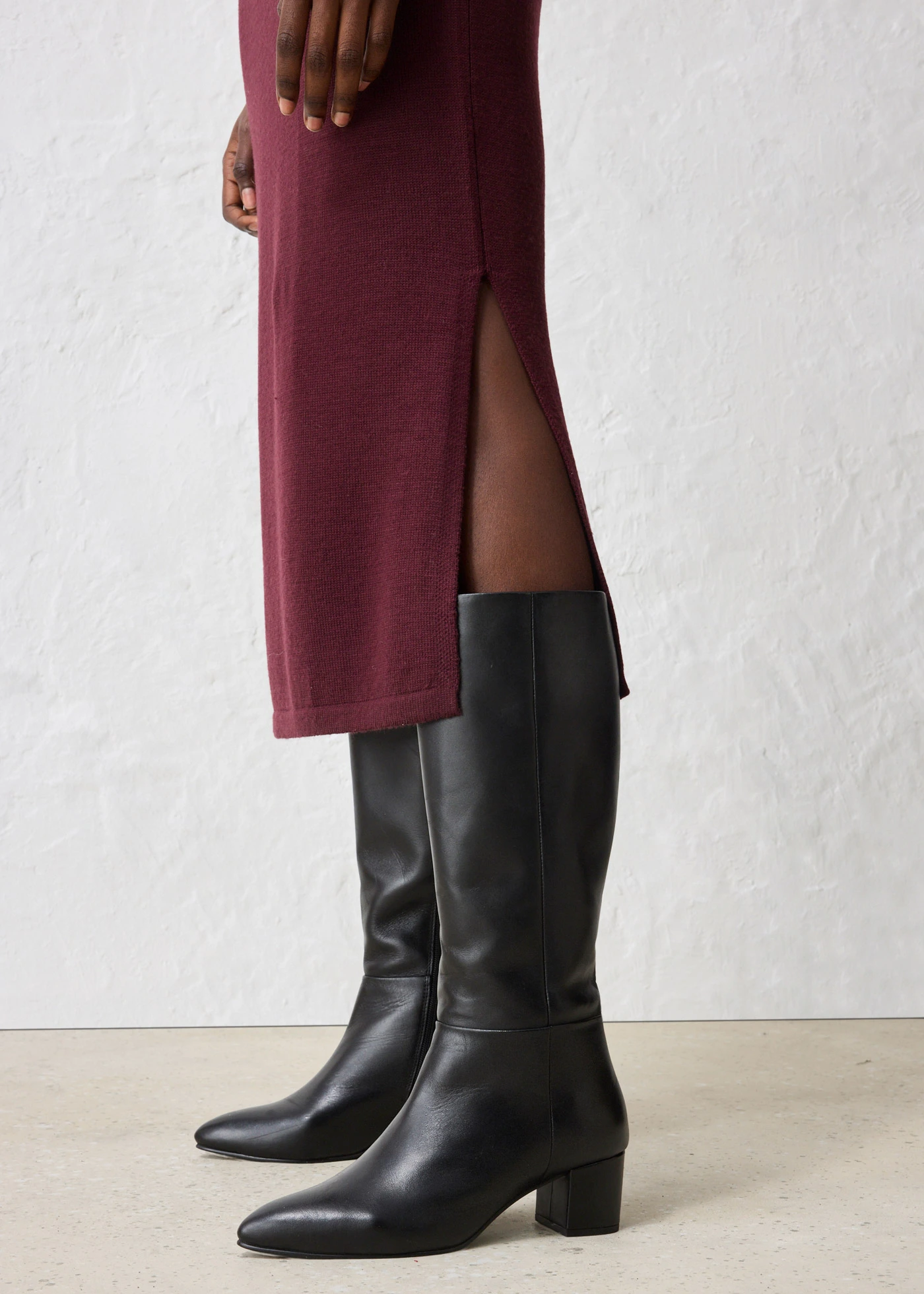 Robe en maille de laine mérinos • bordeaux • Boutique bonprix