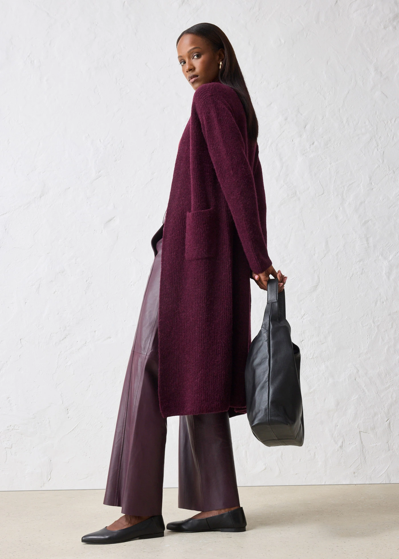 Manteau en maille • bordeaux • Boutique bonprix