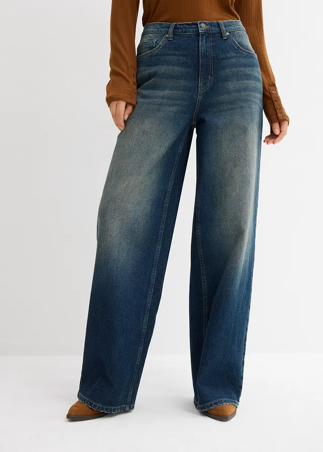 Džíny Wide Leg, High Waist • tmavě modrý denim • bonprix obchod