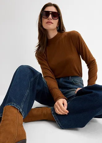 Wide Leg farmer, High Waist • sötétkék denim • bonprix áruház