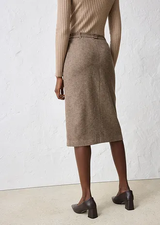 Pouzdrová sukně s vlnou, barva: tmavě hnědá melír