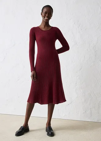Pletené šaty z merino vlny, barva: javorově červená