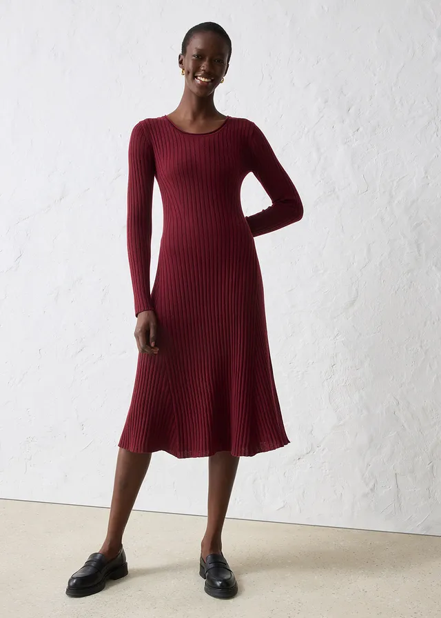 Robe pull en laine mérinos, Couleur: rouge érable