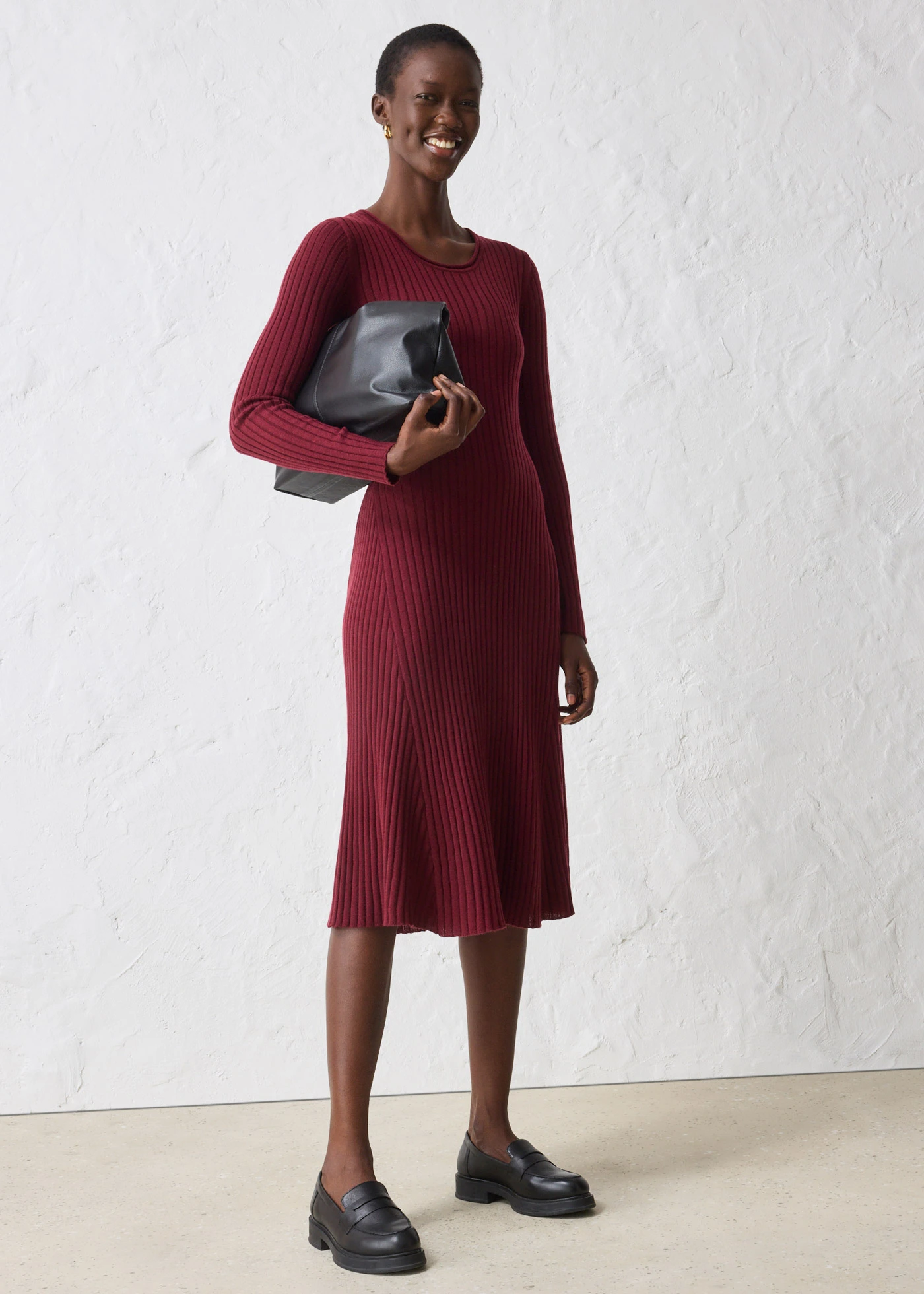 Pletené šaty z merino vlny • javorově červená • bonprix obchod