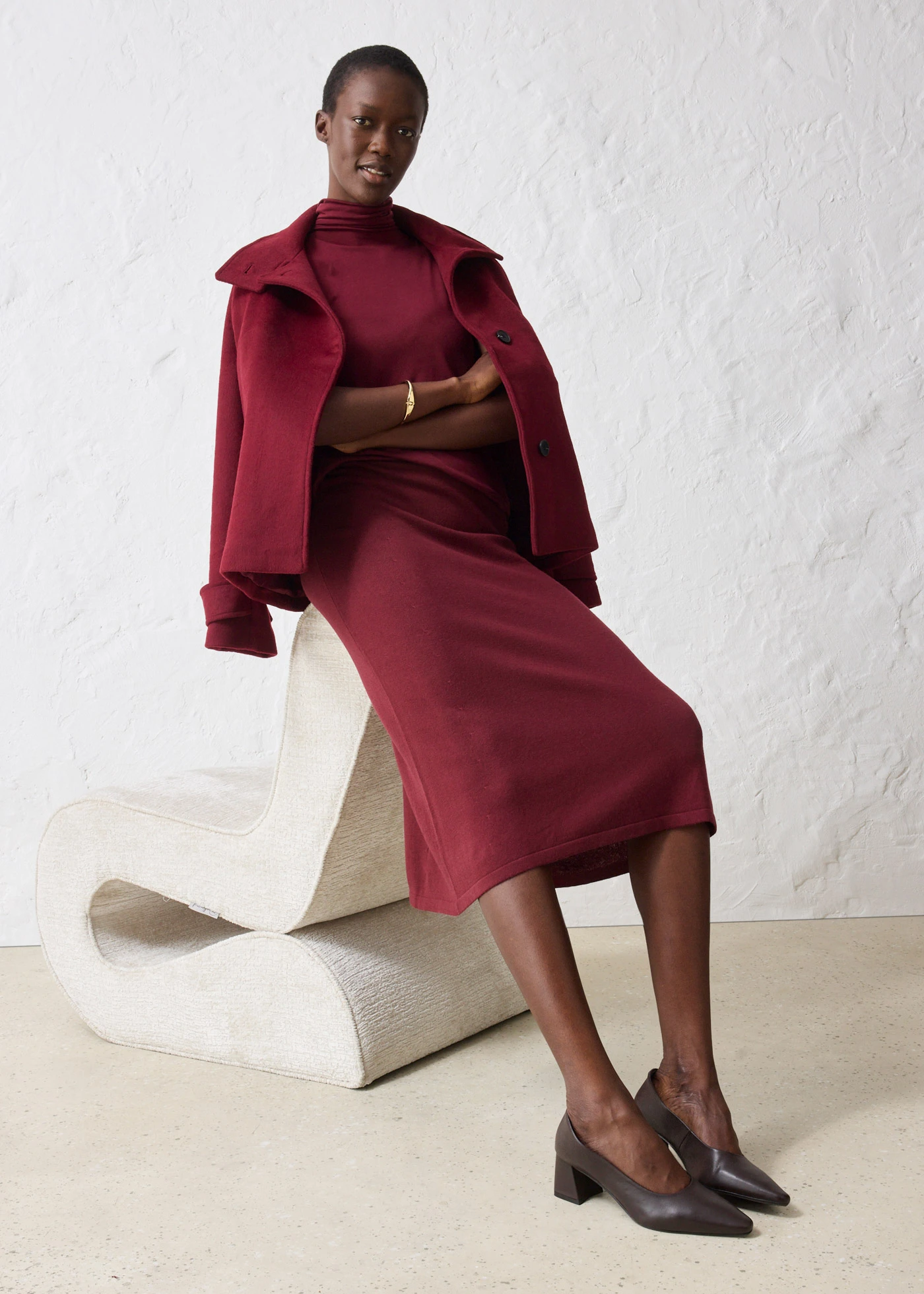 Jupe en fine laine mérinos • rouge érable • Boutique bonprix