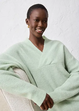 Svetr z hřejivé směsi s alpakou • jemně šalvějová • bonprix obchod