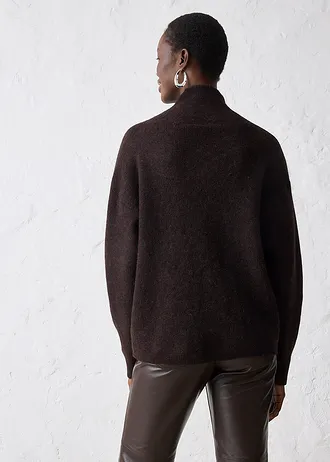 Trui van een warme alpacamix, Kleur: donkerbruin