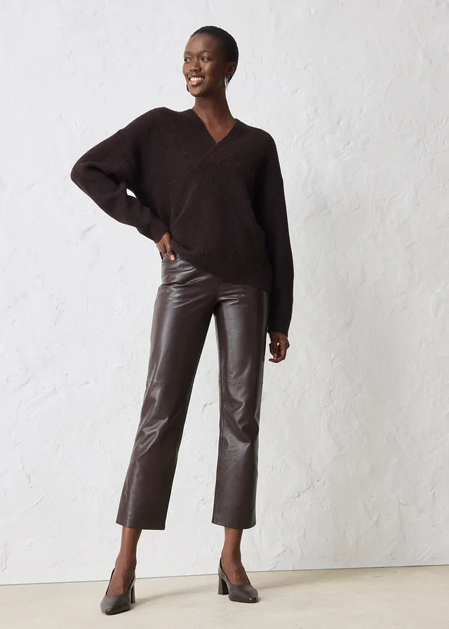 Pull chaud en alpaga mélangé, Couleur: marron foncé
