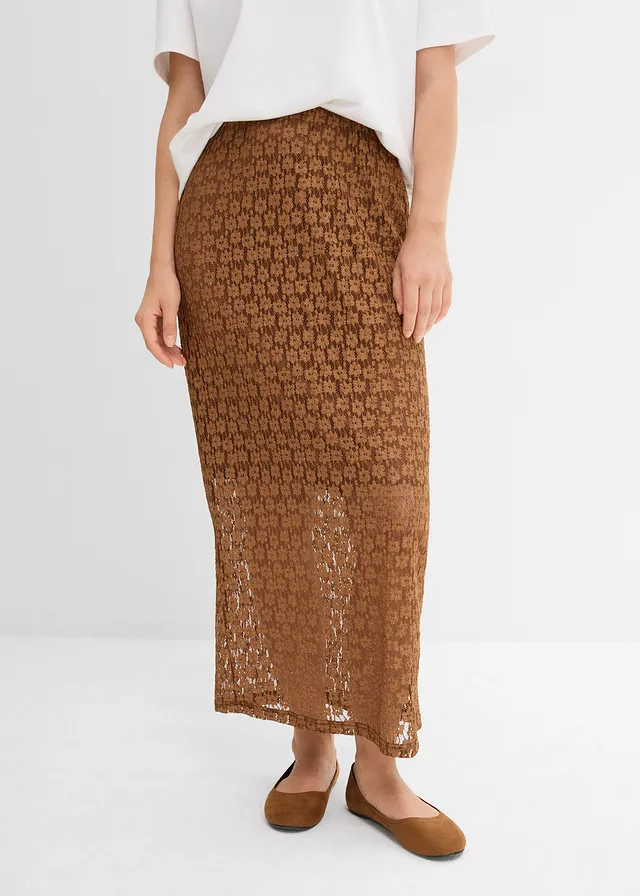 Jupe longue en dentelle, Couleur: toffee